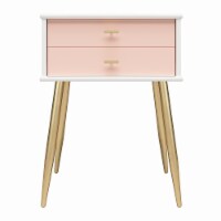 Valentina 1 Drawer Nightstand, White and Pink