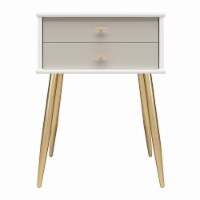Valentina 1 Drawer Nightstand, White and Taupe
