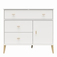 Valentina Asymmetrical 3 Drawer / 1 Door Convertible Dresser , White