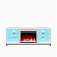 Lumina Deluxe Fireplace TV Stand for TVs up to 70 , White Plaster