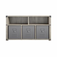 Nova Multipurpose Storage Bench with Metal Accents, Gray Oak