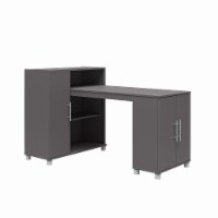 Camberly Hobby and Craft Desk with Storage Cabinet, Graphite Gray
