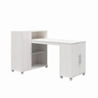 Camberly Hobby and Craft Desk with Storage Cabinet, Ivory Oak