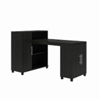 Camberly Hobby and Craft Desk with Storage Cabinet, Black Oak