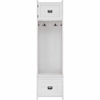 SystemBuild Farmington Entryway Hall Tree with Storage Bench in Ivory Pine