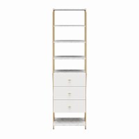 Gwyneth Closet - 3 Drawers, White Faux Marble and Golden Bronze