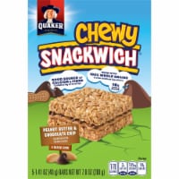Quaker Chewy Snackwich Peanut Butter Chocolate Chip Snack Bars Perspective: Main