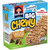 Quaker Big Chewy Peanut Butter Chocolate Chip Granola Bar(5-1.48oz)7.4 Ounce 5 Count Box Perspective: Main