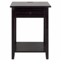 Casual Home Night Owl Bedroom Nightstand with Included Discrete USB Port Station