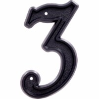Hillman Group 844043 6 in. Matte Black Plastic House Number - 3 -  6 Piece