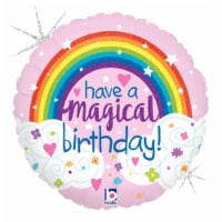 Betallic 91873 18 in. Magical Rainbow Birthday Holo Flat Foil Balloon Perspective: Main