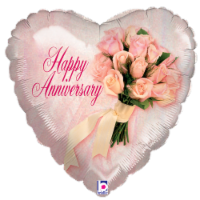 Betallic 71724 18 in. Anniversary Flatowers Holo Foil Balloon Perspective: Main