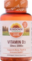 Sundown Naturals Vitamin D3 2000 IU Softgels Perspective: Main