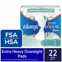 Always Pure Cotton FlexFoam Pads with Wings Heavy Flow Absorbency