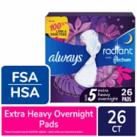 Always Radiant FlexFoam Pads with Wings Extra Heavy Overnight Absorbency Size 5 Scented Perspective: Main