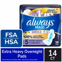 Always Maxi Pads with Wings Extra Heavy Overnight Absorbency Size 5 Unscented Perspective: Main