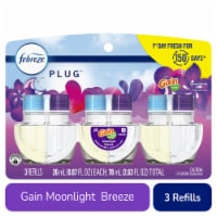 Febreze PLUG Air Freshener Gain Moonlight Breeze, 3 Pack 0.87 fl oz Oil Refill Perspective: Main