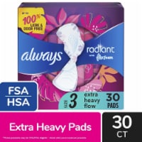 Always Radiant Feminine Pads for Women, Size 3 Heavy, with Wings, Light Clean Scent Perspective: Main