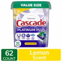 Cascade Platinum Plus ActionPacs Lemon Scent Dishwasher Detergent Pods Perspective: Main