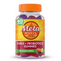 Metamucil Fiber + Probiotics No Sugar Added Strawberry Kiwi Blackberry Gummies Perspective: Main
