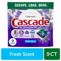 Cascade Platinum Plus Action Pacs Dishwasher Pods Dish Detergent Soap Fresh, 9 ct