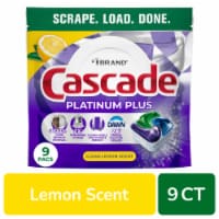 Cascade Platinum Plus Dishwasher Pods, Dishwasher Detergent, Dish Detergent Soap, Lemon, 9 Count Perspective: Main