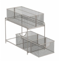 2 Tier Mesh Slide Out Organizer With Dividers - Satin Nickel Perspective: Main