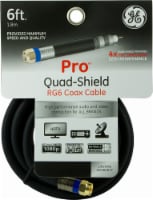 GE Pro Quad-Shield RG6 Coax Cable - Black Perspective: Main