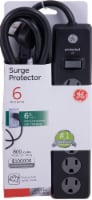 GE 6-Outlet Surge Protector - Black Perspective: Main