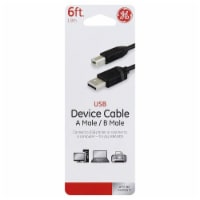 GE USB 2.0 A Male to B Male Device Cable - Black Perspective: Main
