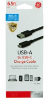 GE USB-A to USB-C Charge Cable - Black