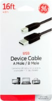 GE USB A Male and B Male Device Cable - Black Perspective: Main