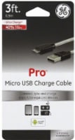 GE Pro Micro USB Charge Cable - White/Black Perspective: Main