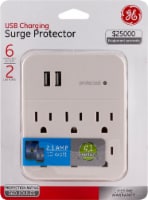 GE 6-Outlet and Dual USB Charger Surge Protector - White Perspective: Main
