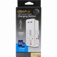 GE UltraPro 6-Outlet Dual Swivel USB Charging Station - White