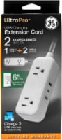 UltraPro™ USB-Charging Extension Cord - White/Gray Perspective: Main