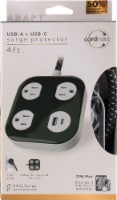 Cordinate Three Outlet USB-A USB-C Surge Protector Perspective: Main