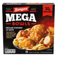 Banquet Mega Bowls Sesame Chicken Lo Mein Frozen Meal Perspective: Main