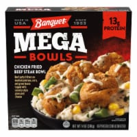 Banquet Mega Bowls Chicken Fried Beef Steak Frozen Meal Perspective: Main