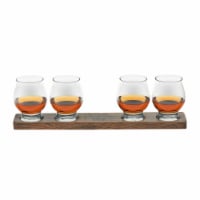 Libbey Whiskey Glasses with Wood Paddle Set