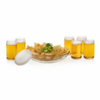 Libbey Game Night Entertaining Set, 6 Can Tumblers, Chip and Dip Bowls with Plastic Lid