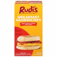 Rudi's Egg & Cheese Frittata with Bacon on Sourdough English Muffin Breakfast Sandwiches Perspective: Main