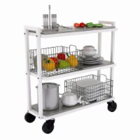 Atlantic Narrow Large Metal and Wire Cart System 3-Tier in White