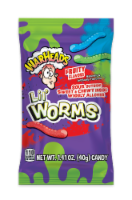 Warheads Lil' Worms Sour and Sweet Gummy Worm Candy Perspective: Main