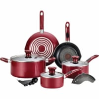 T-Fal B039SE64 Excite 14-Piece Non-stick Cookware Set Red Perspective: Main