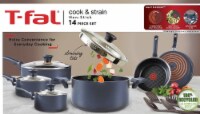 T-Fal® Cook & Strain Non-Stick Pots & Pans Set - Blue Perspective: Main