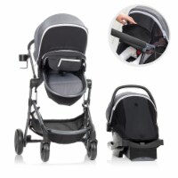Evenflo Pivot Vizor Travel System with LiteMax Infant Car Seat, Chasse Black