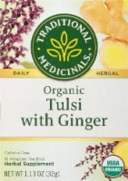 Traditional Medicinal Tulsi With Ginger Tea Bags 16 Count