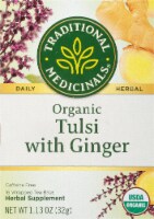 Traditional Medicinal Tulsi With Ginger Tea Bags 16 Count Perspective: Main