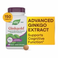 Nature's Way Ginkgold Advanced Ginkgo Extract Tablets 120 mg Per 2 Tablet Serving Perspective: Main